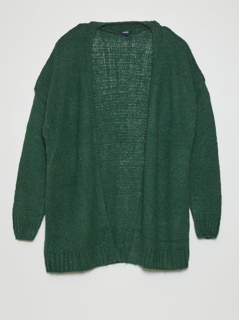 Gilet long en maille Vert - Kiabi