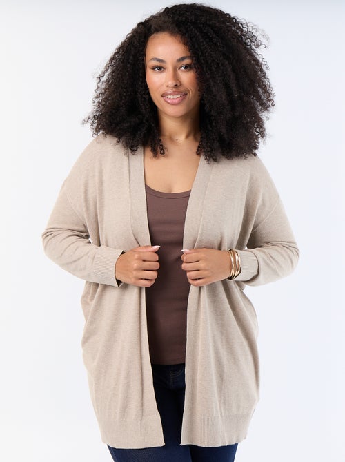 Gilet long ouvert en maille fine jauge - Kiabi
