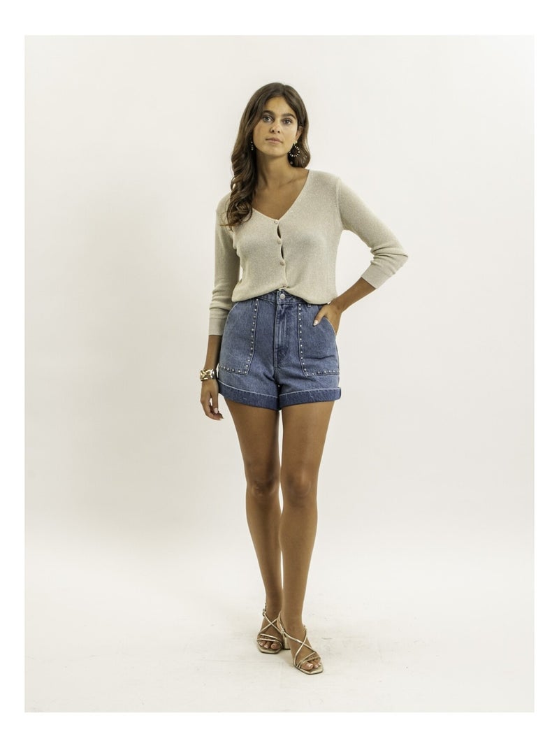 Gilet lurex kevel Ecru - Kiabi