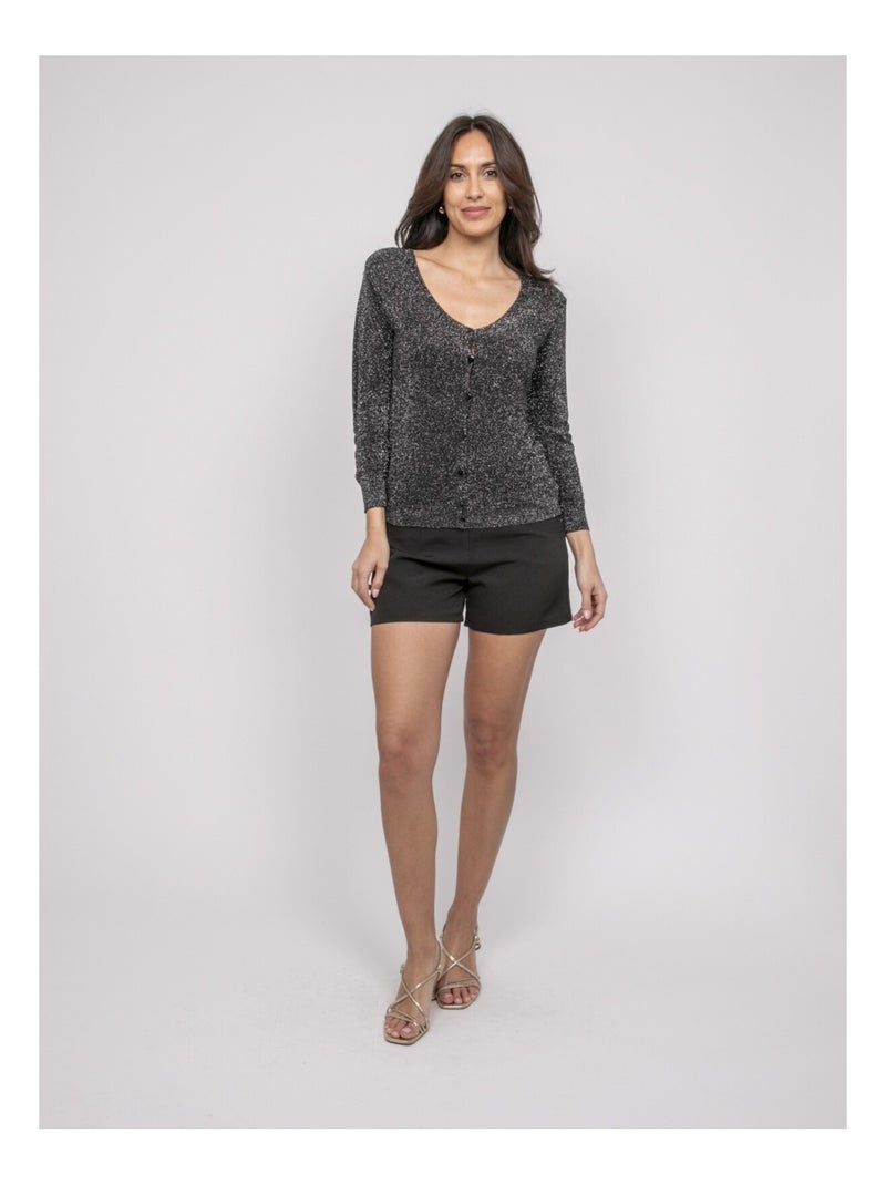 Gilet lurex kevel Noir - Kiabi