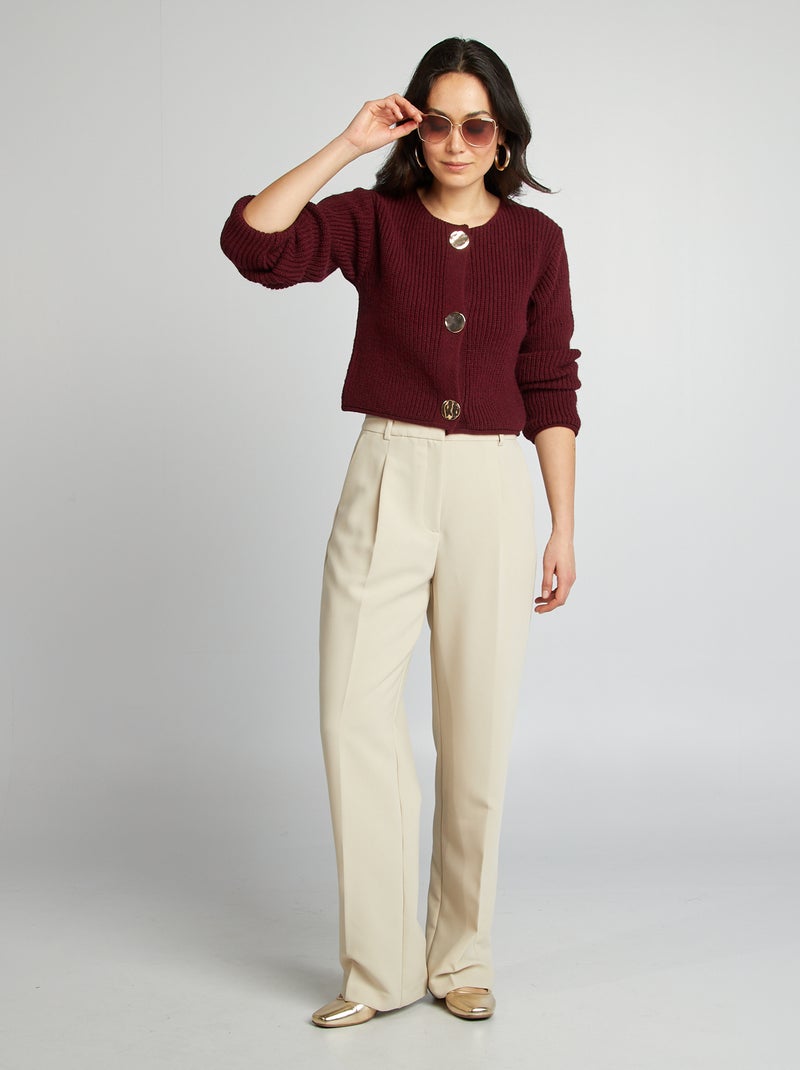 Gilet maille grosse jauge et gros boutons Rouge - Kiabi