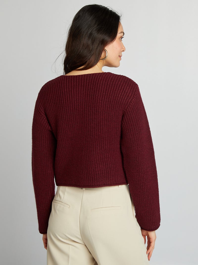 Gilet maille grosse jauge et gros boutons Rouge - Kiabi