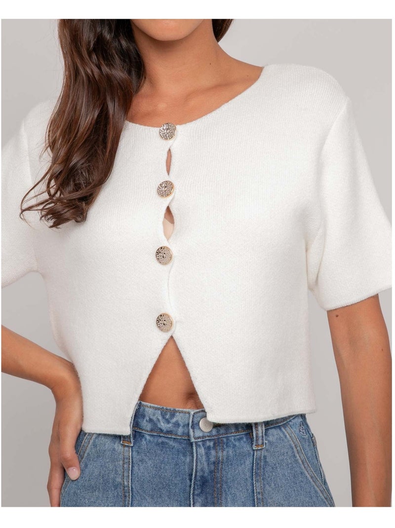 Gilet maille manches courtes kodalie Blanc - Kiabi