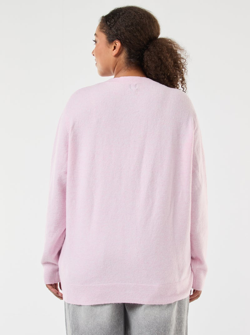 Gilet maille moulinée à boutons rétro Rose - Kiabi