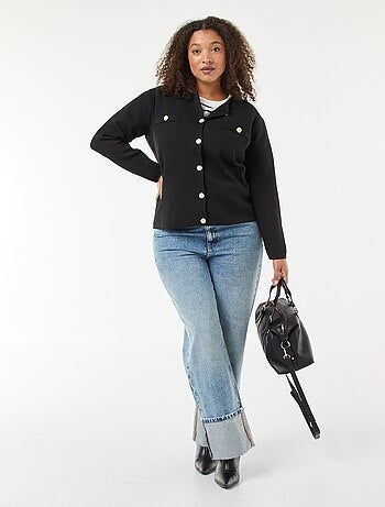 Gilet maille reliefée avec boutons rétro