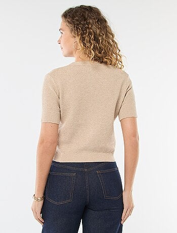 Gilet manches courtes à boutons fantaisies