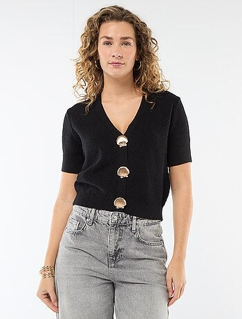 Gilet manches courtes à boutons fantaisies