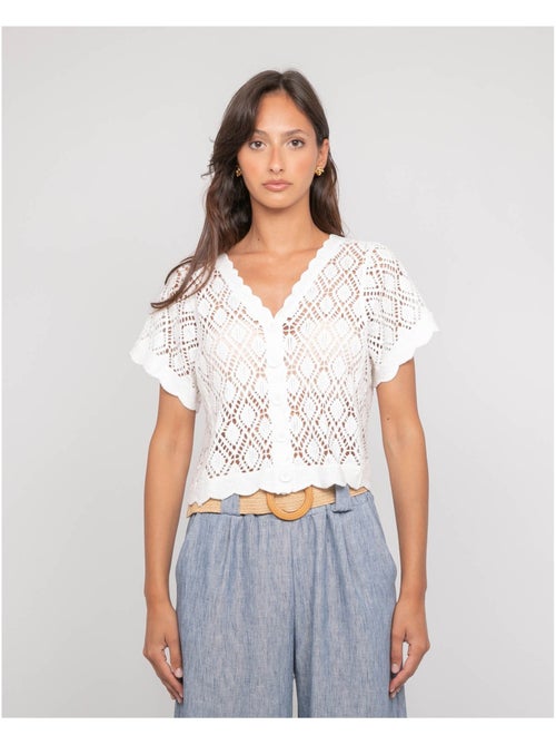 Gilet manches courtes crocket kachou - Kiabi Gilet manches courtes crocket kachou - Kiabi
