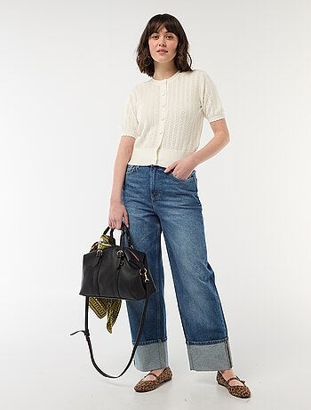 Gilet manches courtes en maille ajourée