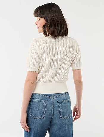 Gilet manches courtes en maille ajourée