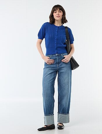 Gilet manches courtes en maille ajourée