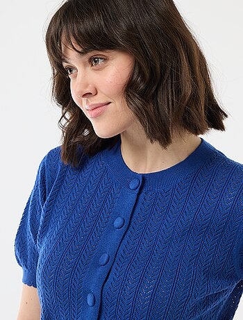 Gilet manches courtes en maille ajourée