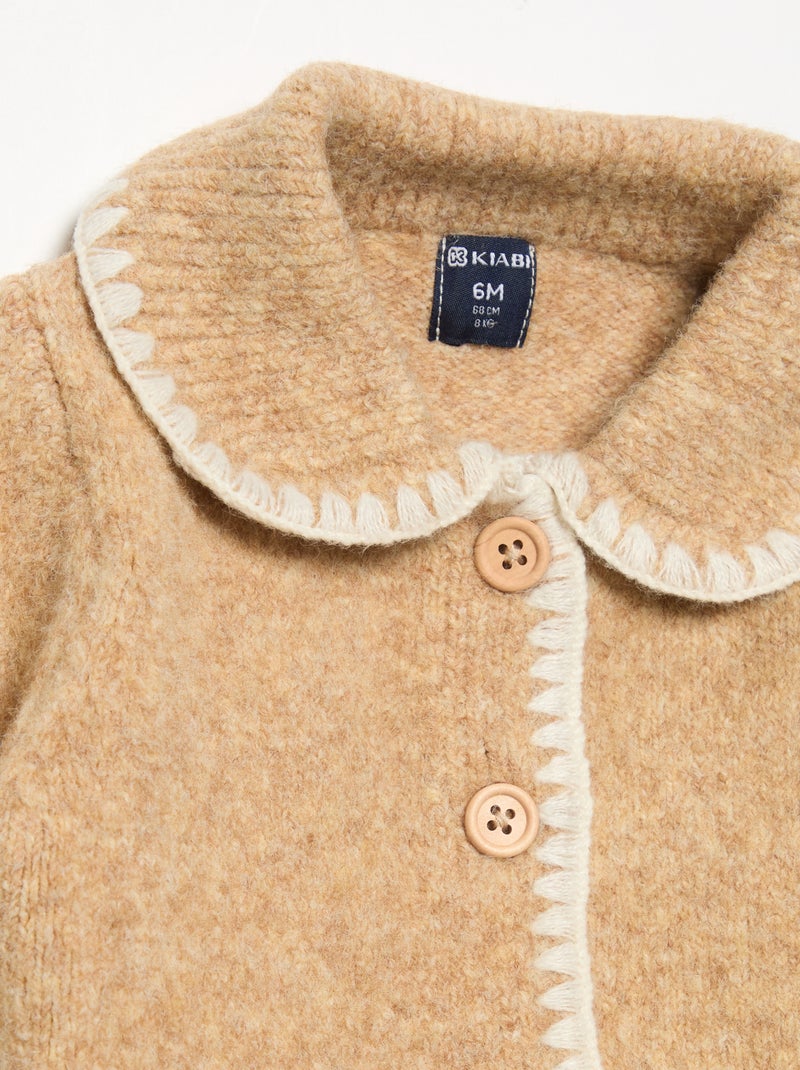 Gilet met contrasterende fantasieboorden Biege - Kiabi