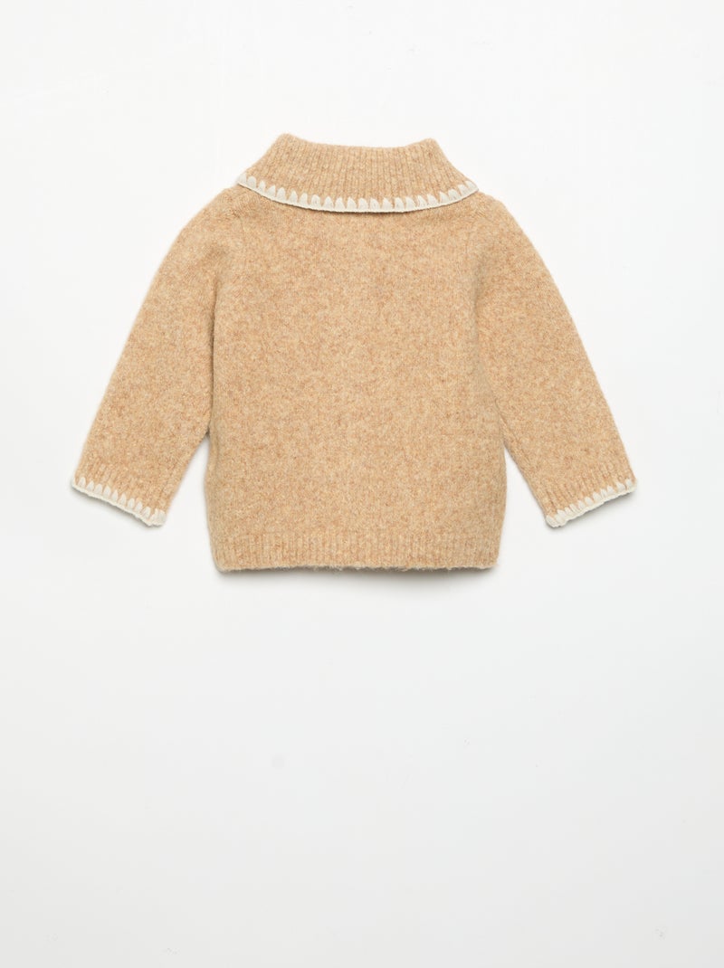 Gilet met contrasterende fantasieboorden Biege - Kiabi
