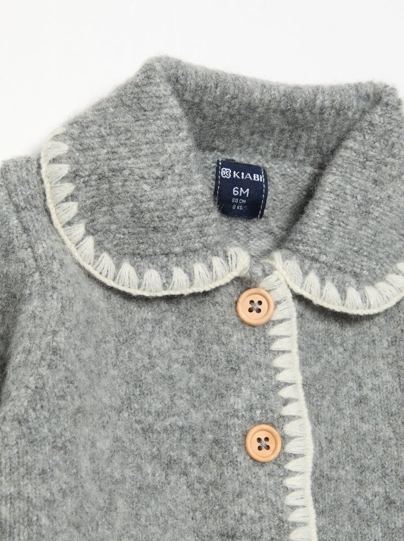 Gilet met contrasterende fantasieboorden Grijs - Kiabi