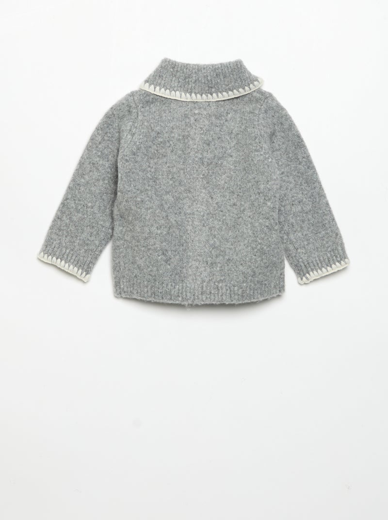 Gilet met contrasterende fantasieboorden Grijs - Kiabi