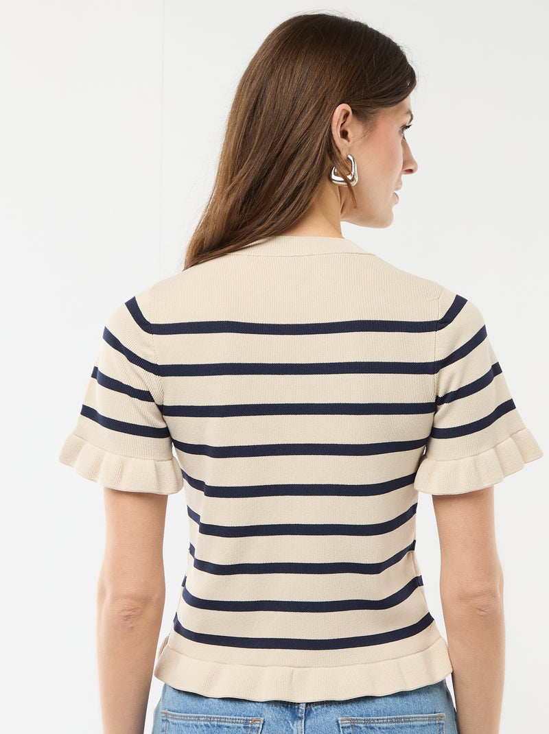 Gilet met knoopsluiting en volants aan de mouwen Biege - Kiabi