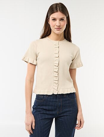 Gilet met knoopsluiting en volants aan de mouwen