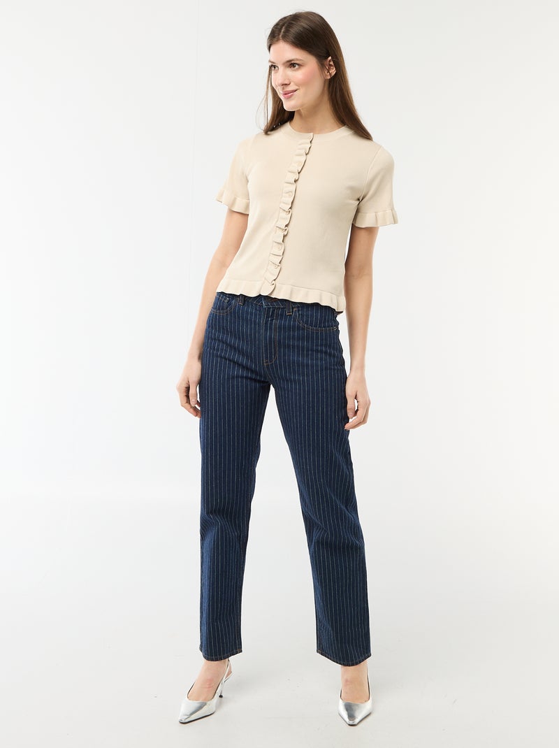 Gilet met knoopsluiting en volants aan de mouwen Biege - Kiabi
