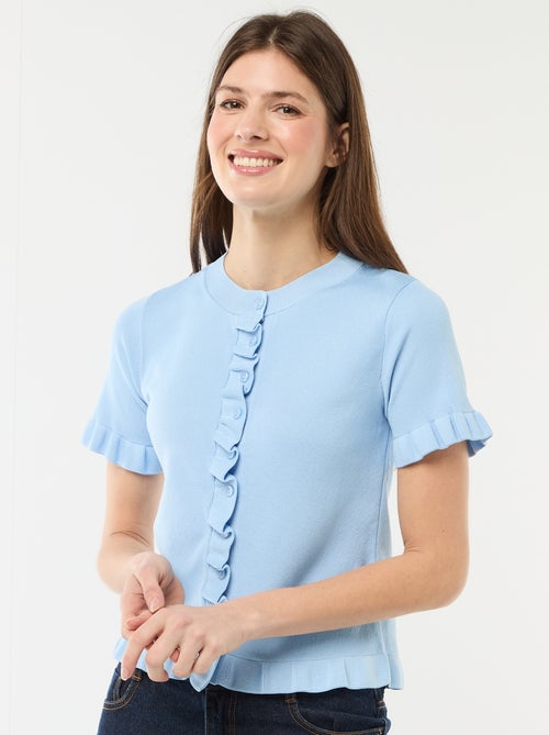 Gilet met knoopsluiting en volants aan de mouwen - Kiabi