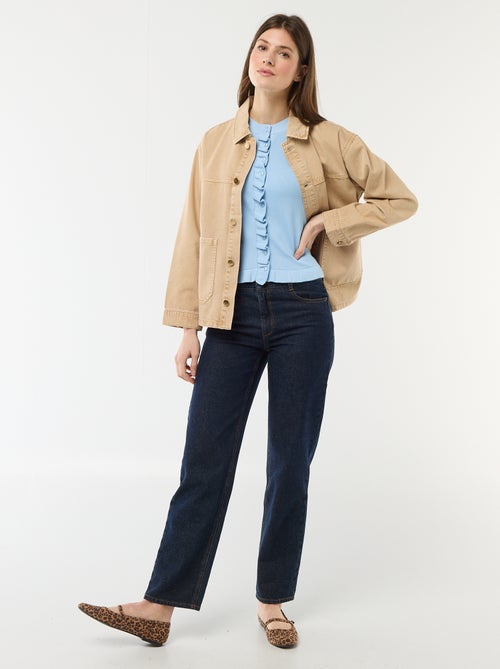 Gilet met knoopsluiting en volants aan de mouwen - Kiabi