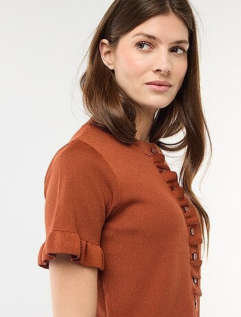 Gilet met knoopsluiting en volants aan de mouwen
