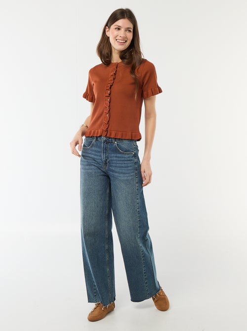 Gilet met knoopsluiting en volants aan de mouwen - Kiabi