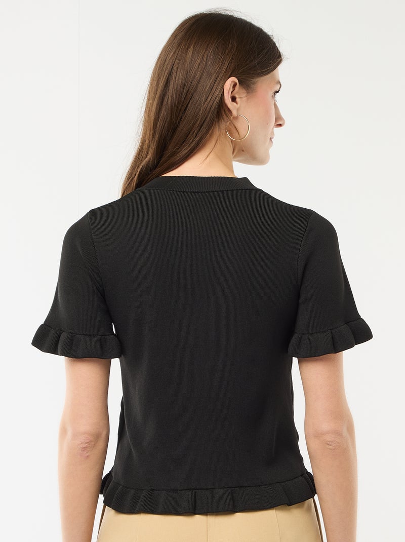 Gilet met knoopsluiting en volants aan de mouwen Zwart - Kiabi