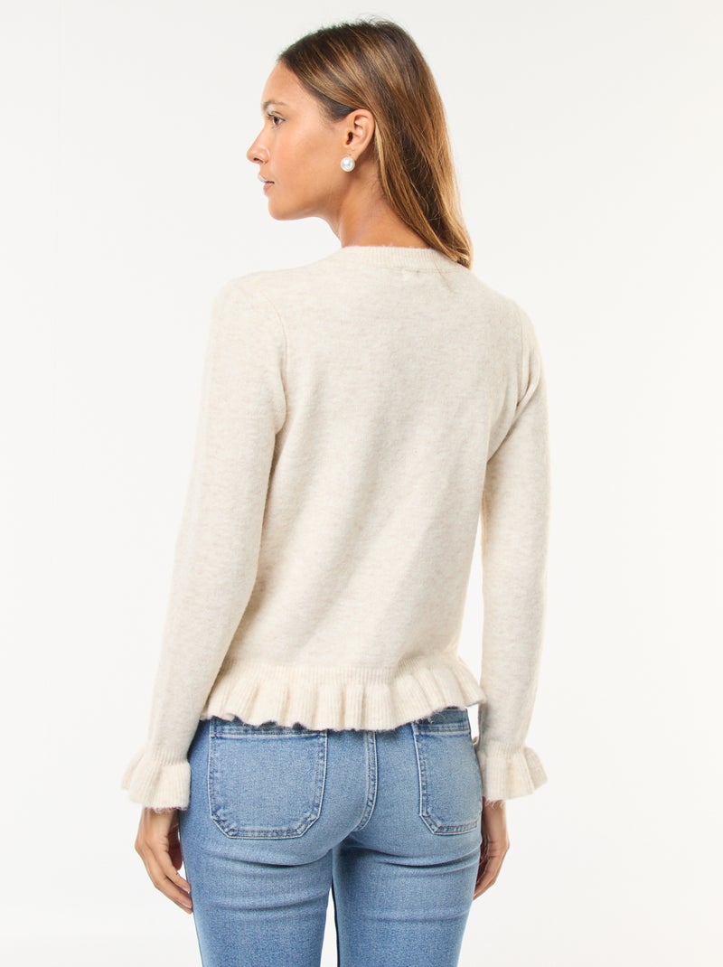 Gilet mouliné avec détails ondulés Beige - Kiabi
