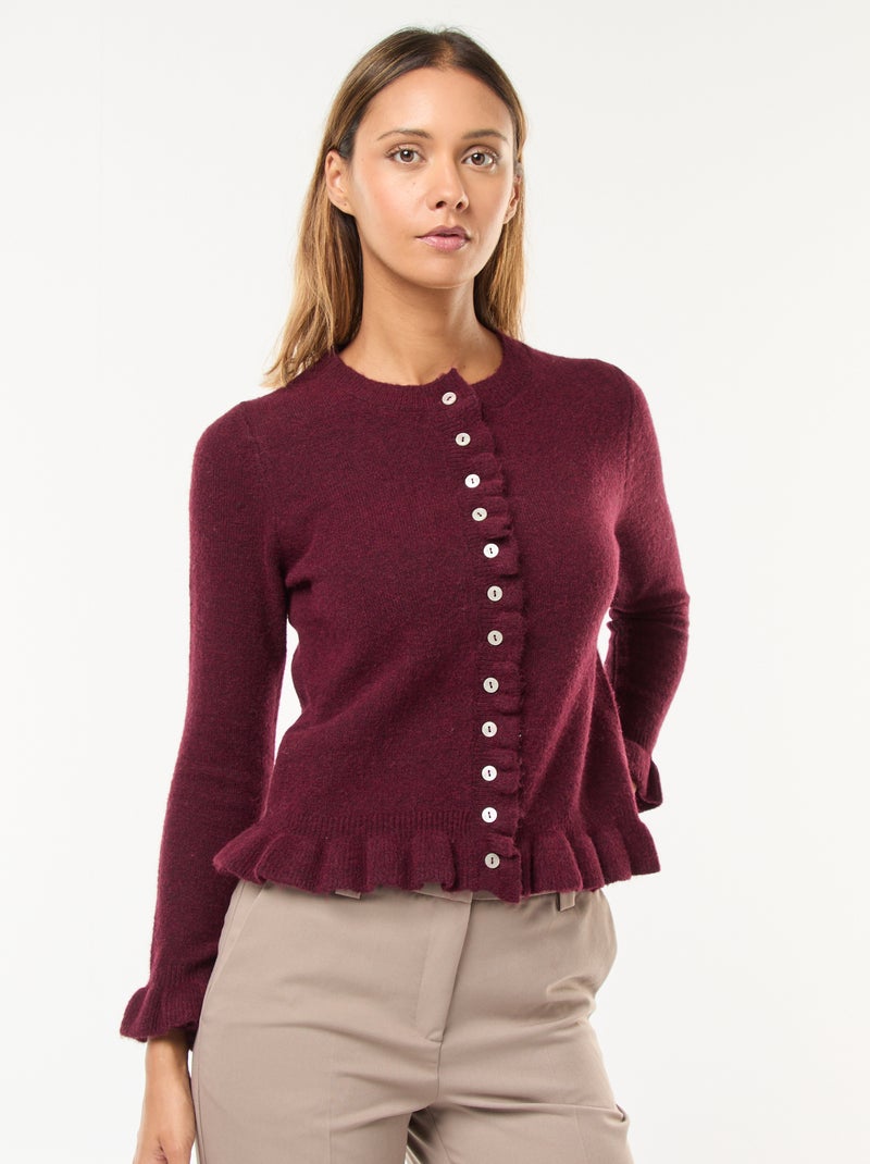 Gilet mouliné avec détails ondulés Bordeaux - Kiabi