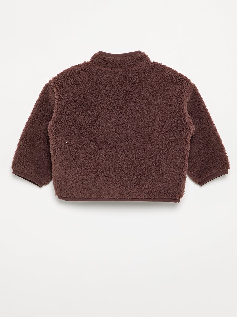 Gilet moutonné à manches longues Marron - Kiabi