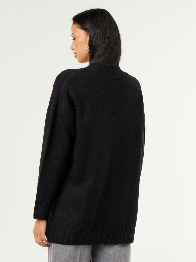 Gilet ouvert uni avec 2 poches plaquées Noir - Kiabi