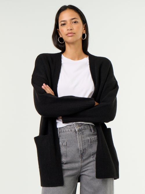 Gilet ouvert uni avec 2 poches plaquées - Kiabi