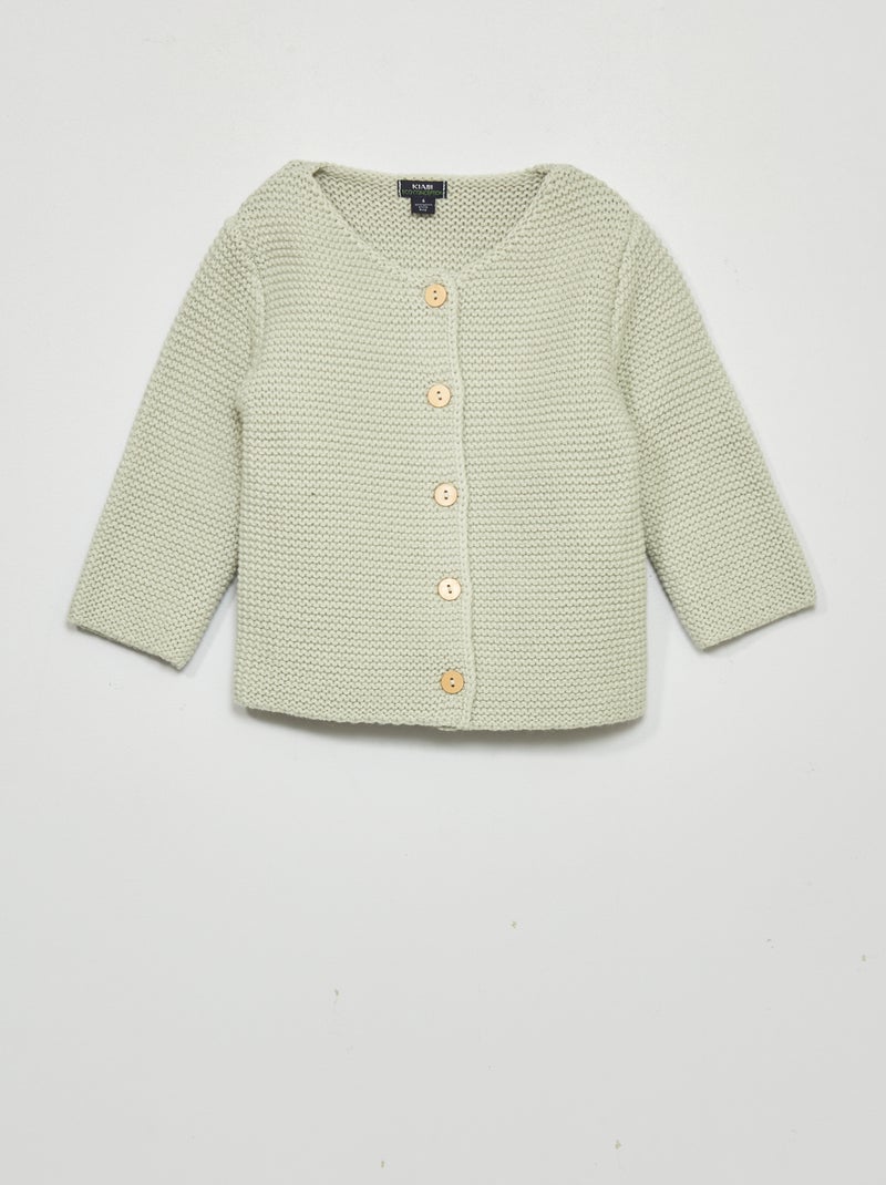 Gilet point mousse Vert - Kiabi
