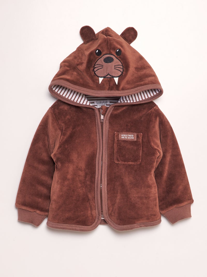 GIlet polaire à capuche 'phoque' Marron - Kiabi