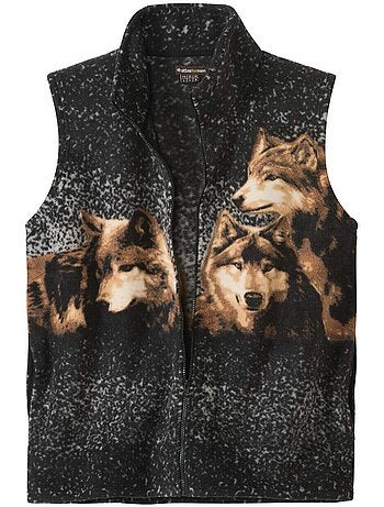 Gilet polaire sans manches motifs loups - atlas for men