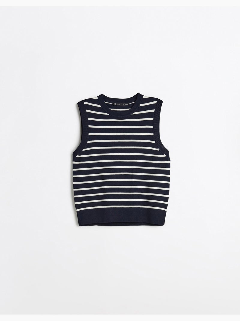 Gilet rayé en maille, mo fashion Bleu - Kiabi