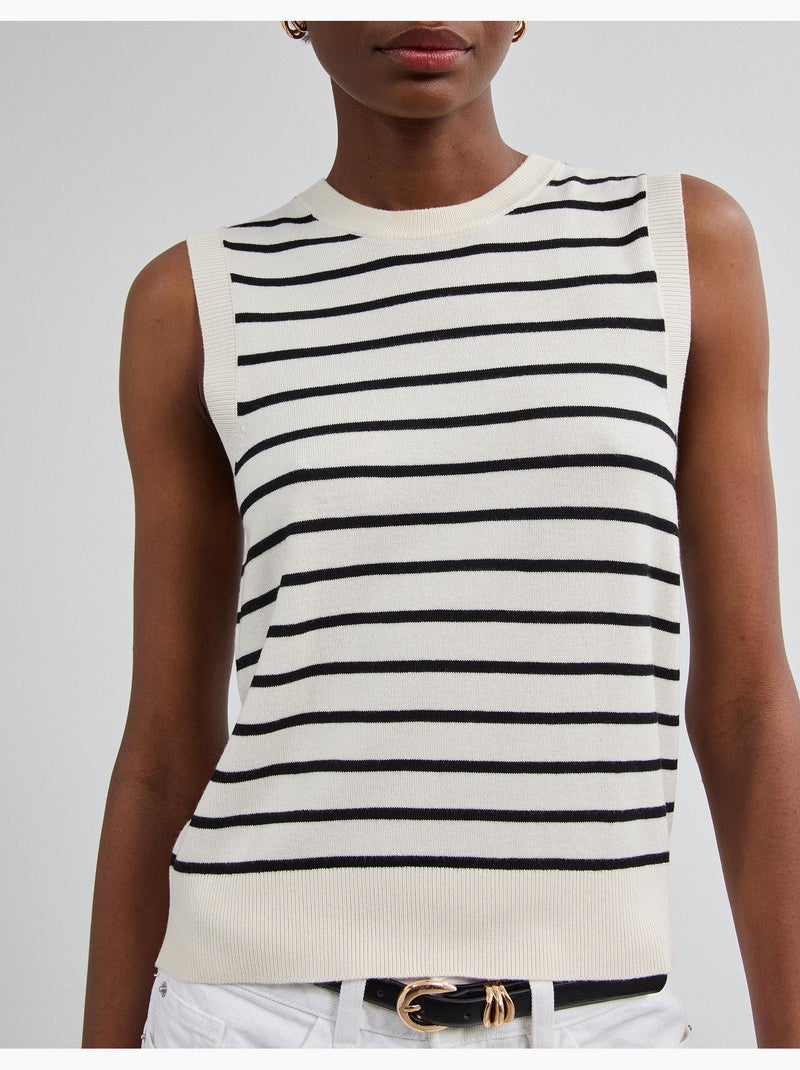 Gilet rayé en maille, mo fashion Ecru - Kiabi