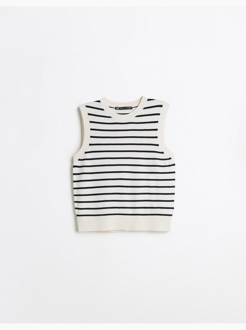 Gilet rayé en maille, mo fashion Ecru - Kiabi