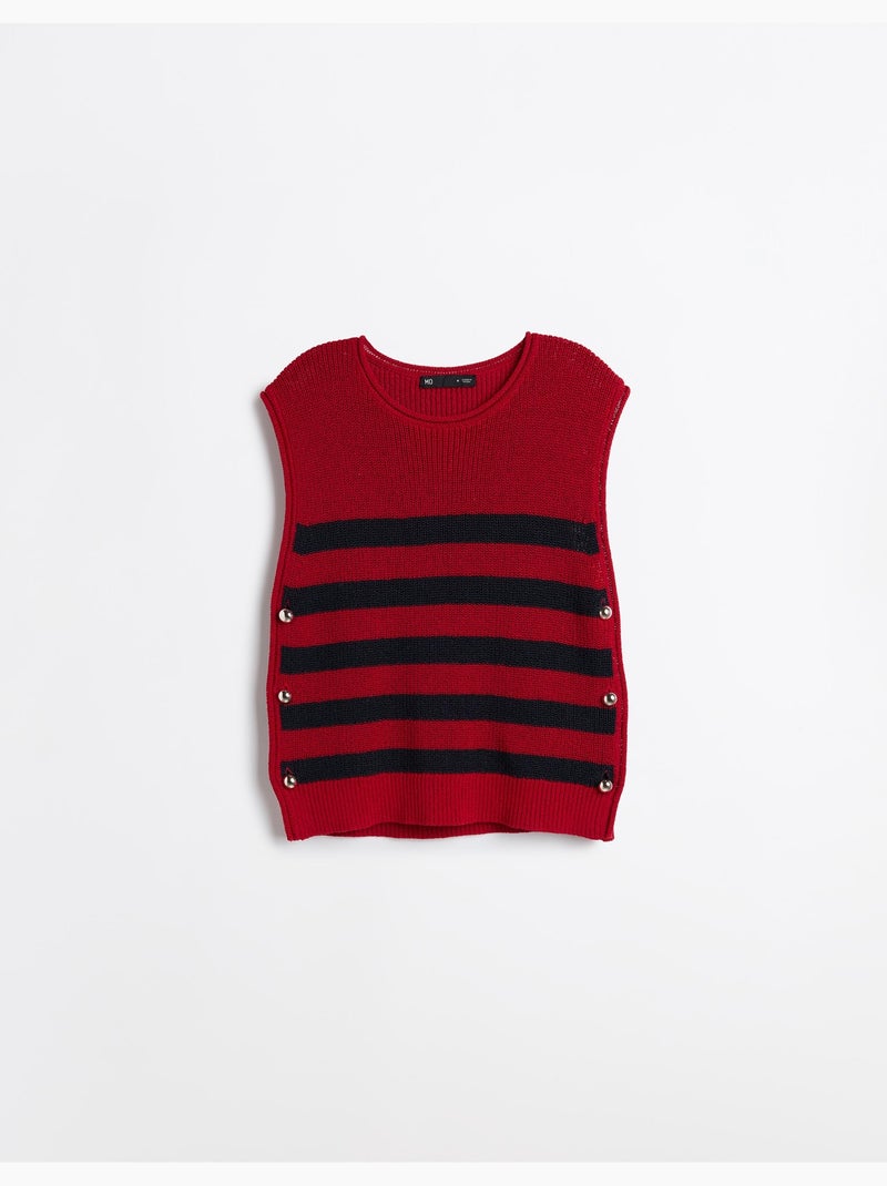 Gilet rayé en maille, mo fashion Rouge - Kiabi