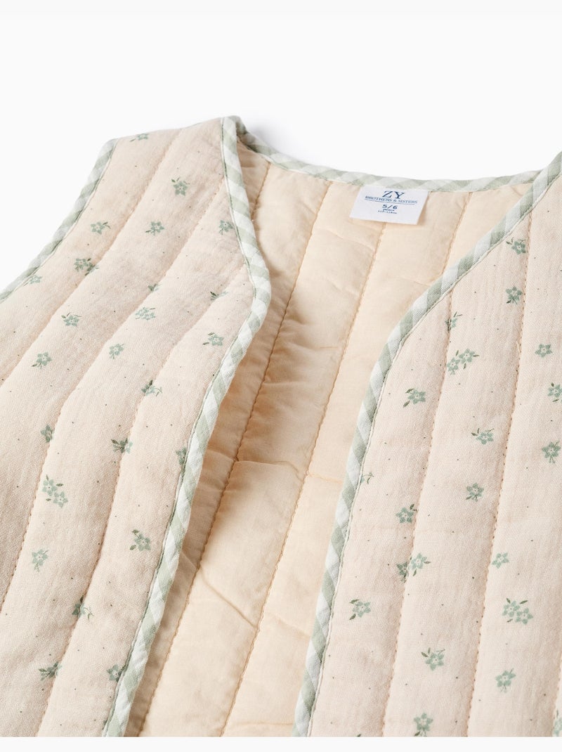 Gilet rembourré en coton à motif Vert clair - Kiabi