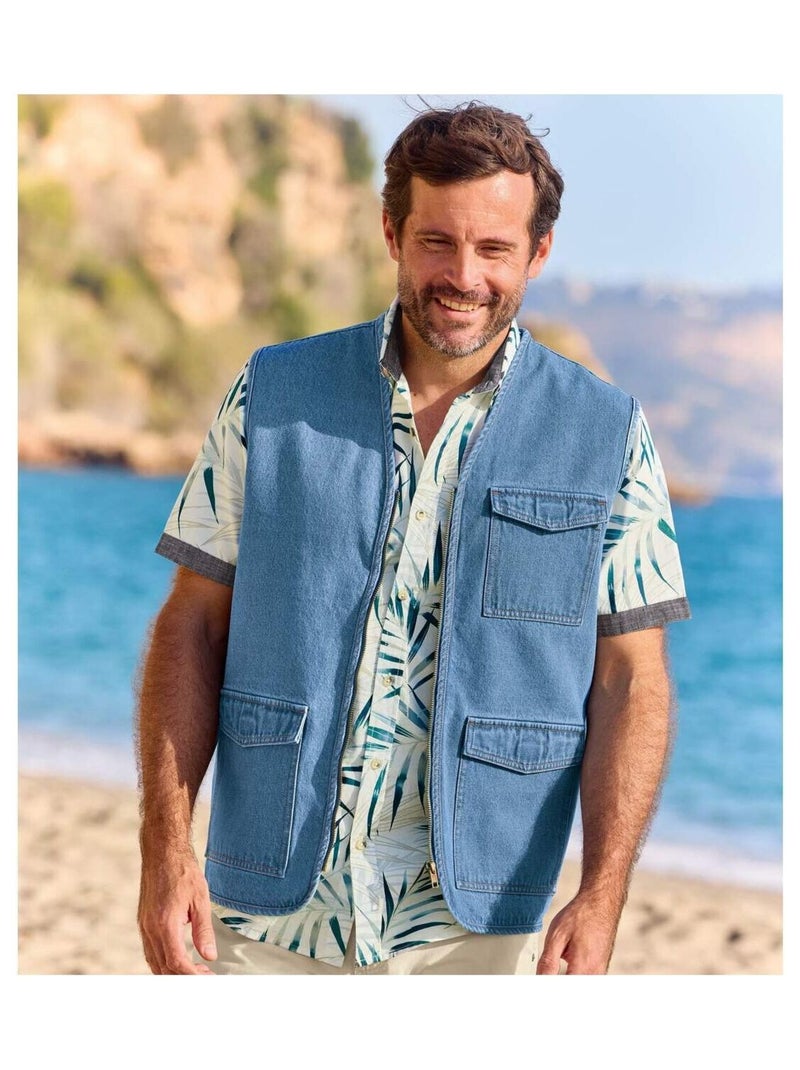 Gilet Reporter en Jean?  - ATLAS FOR MEN Bleu - Kiabi
