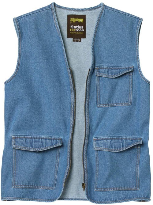 Gilet reporter en jean   - atlas for men - Kiabi