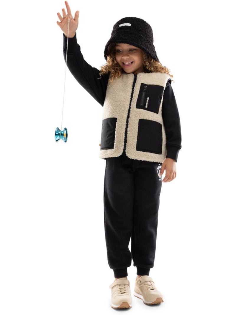 Gilet réversible matelassé doublé sherpa fille lifestyle enfants tiny-g Noir - Kiabi