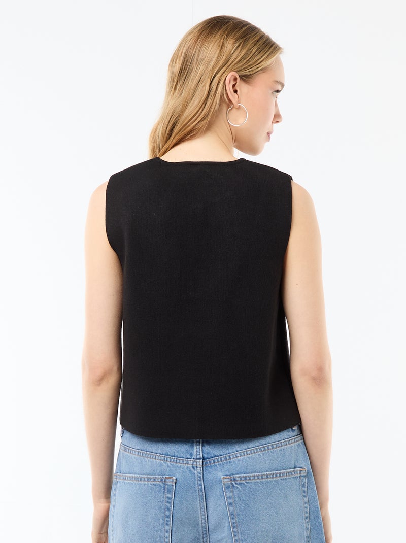 Gilet sans manches à col rond Noir - Kiabi