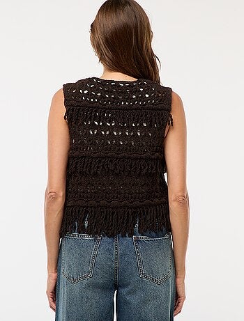 Gilet sans manches à franges