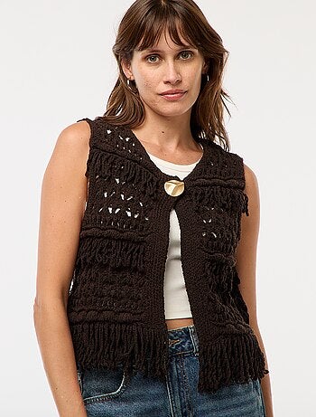 Gilet sans manches à franges