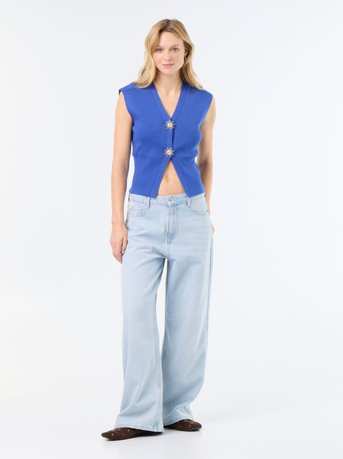 Gilet sans manches avec boutons dorés - Kiabi