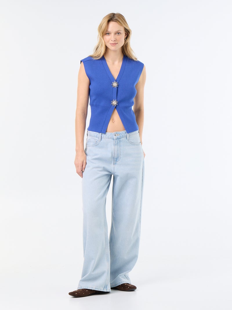 Gilet sans manches avec boutons dorés Bleu - Kiabi