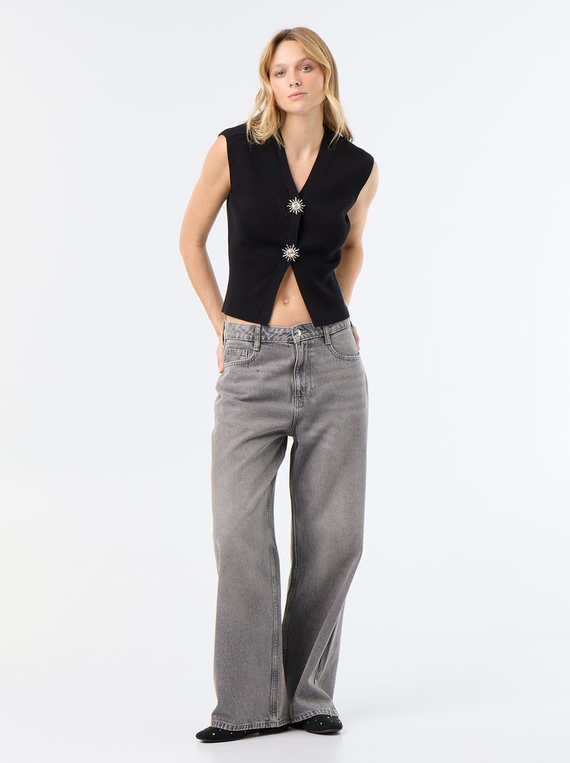 Gilet sans manches avec boutons dorés Noir - Kiabi